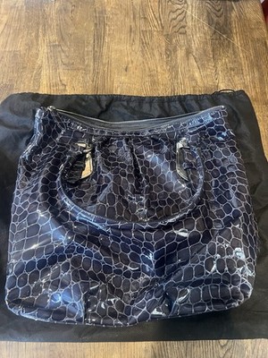 Tosca Blu Women's Large Blue Croc-Embossed Satchel Top Handle Zip Dust Bag