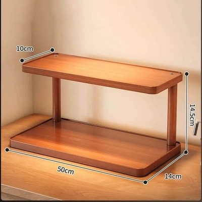 2 Ebenen Holz Arbeitsplatte Aufbewahrung Regal Küche Schreibtisch Organizer Regal