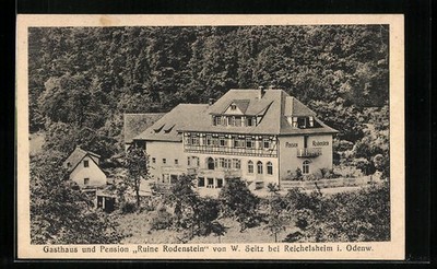 Reichelsheim i. Odenw., Ansichtskarte, Gasthaus und Pension Ruine Rodenstein 