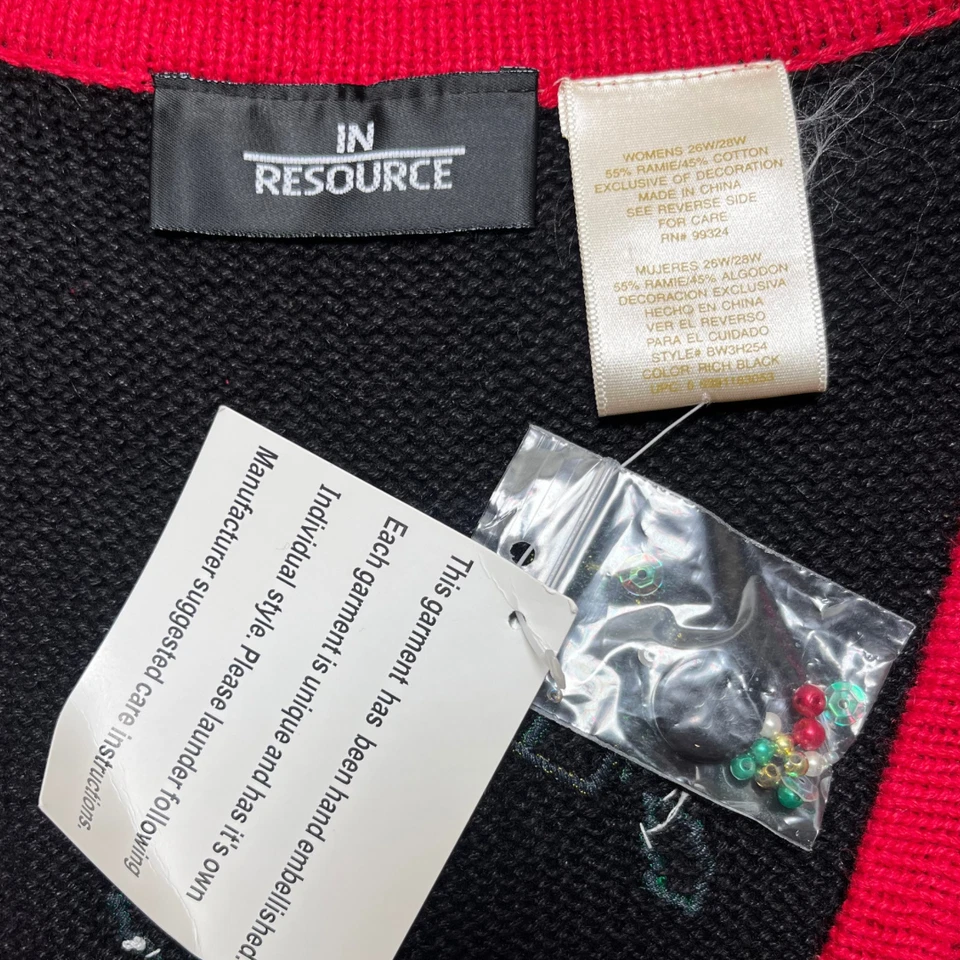 Chaleco Suéter Navidad Bordado Vintage 4X Cuentas Tejido Vacaciones Navidad Santa Foto 4 de 4