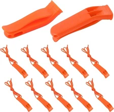 AUGSUN 10 Pcs Safety Whistle Marine Plastic Whistles with Orange 