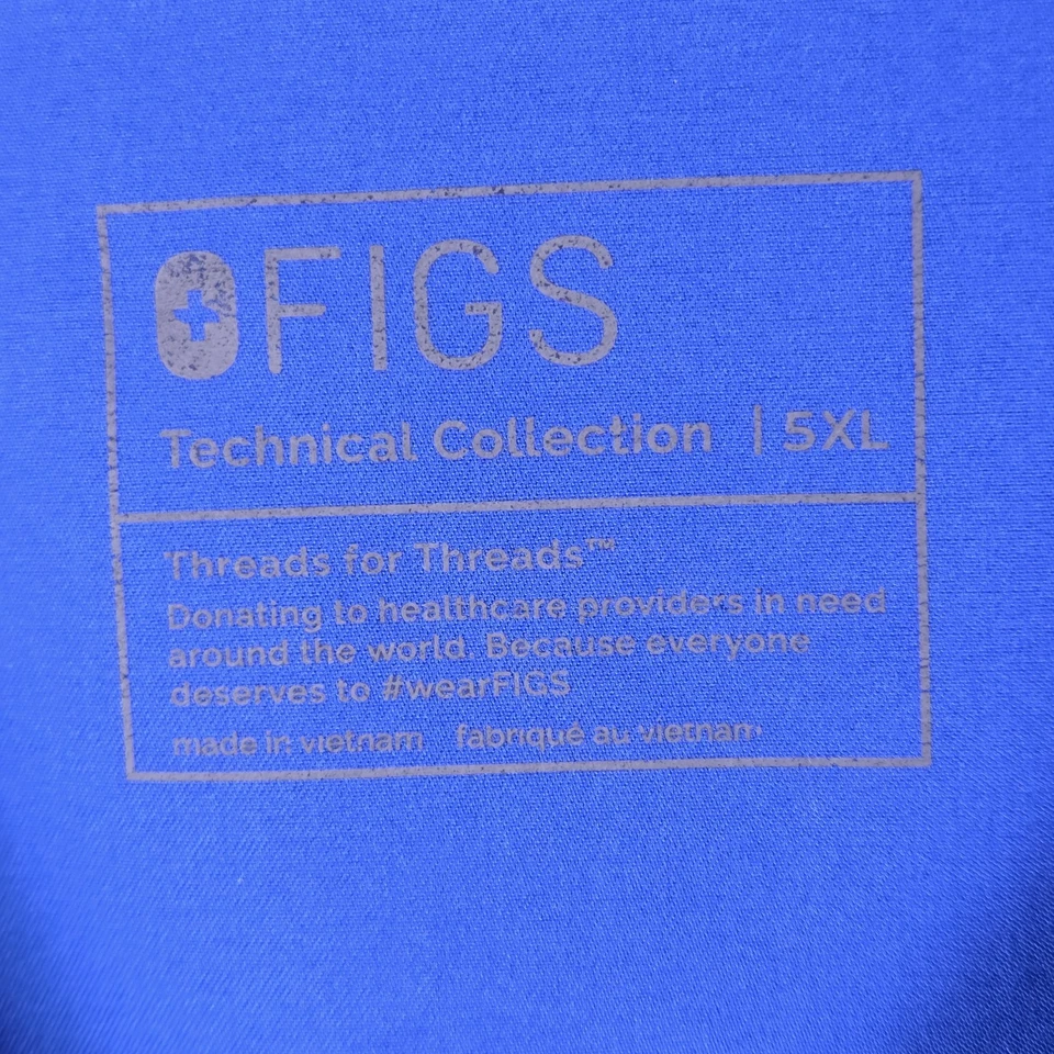 Figs Casma Scrub Top Women's Sz 5XL Blue Medical Vet Pockets Soft Stretch - Image 3 of 4