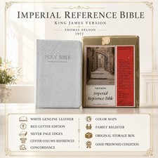 1972 Nelson Imperial Reference Bible Kjv White Genuine Leather 486w Box 1972 Nelson Imperial Reference Bible Kjv White Genuine Leather 486w Box