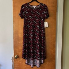 LuLaRoe Carly T-Shirt Dress XS NWT Hi-Low Chevron Stretch Retro Casual Lounge