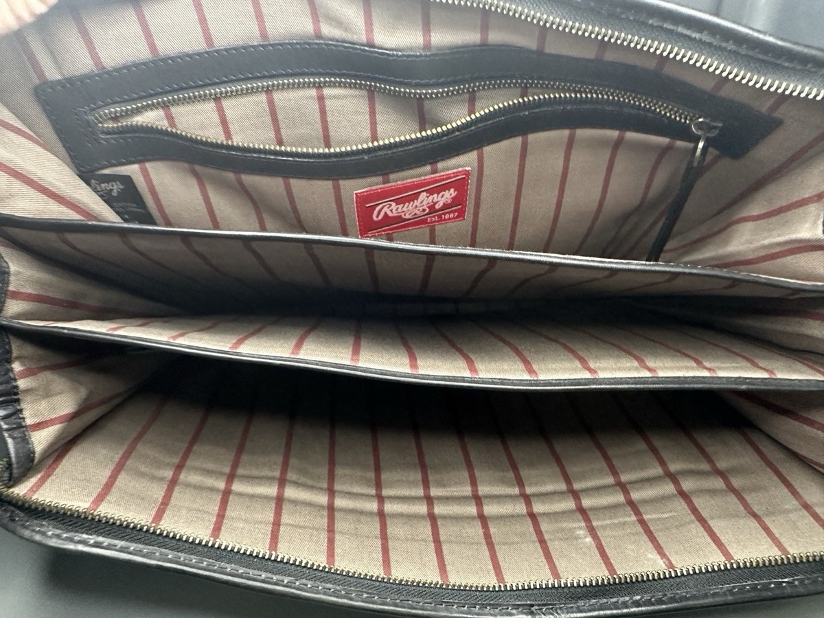 Rawlings Quagga Deluxe Rugged Portfolio Briefcase Baseball Black Leather
