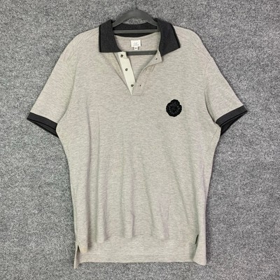 GIANFRANCO FERRE COTTON GRAY MENS POLO SHIRT LOGO ACCENTS
