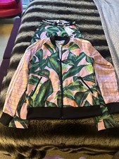 Adidas and Farm Rio Pink and Green Palm Leaves Track Jacket and Leggings Set