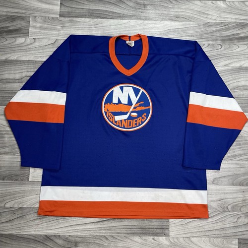 Vintage CCM MASKA New York Islanders NHL Striped Hockey Jersey Mens XL 90s RARE
