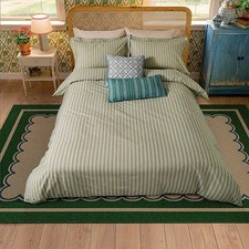 Joules Ticking Stripe Duvet Cover Double Blue Green