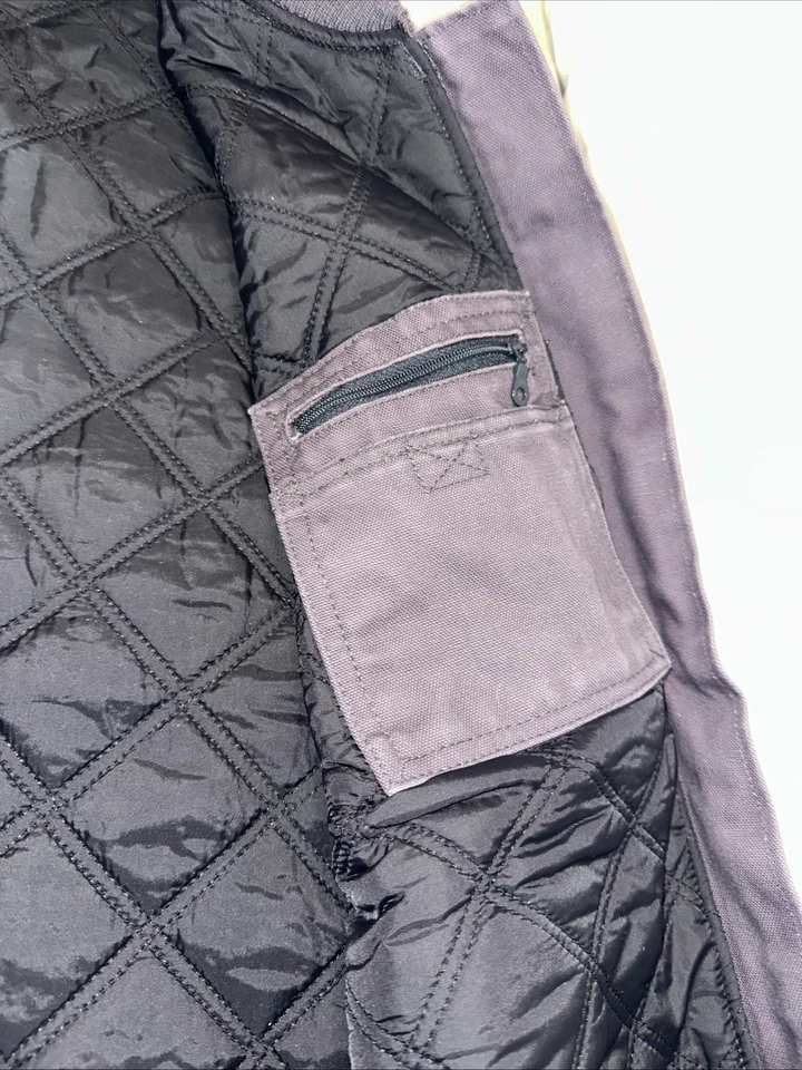 Craftsman мужчин размер L серовато-фиолетовый лоскутное одеяло подкладка холст полный молнии работы жилет - Изображение 4 из 4