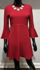 Lulus Lulu’s Center of Attention Red Flounce Sleeve Dress Sz S