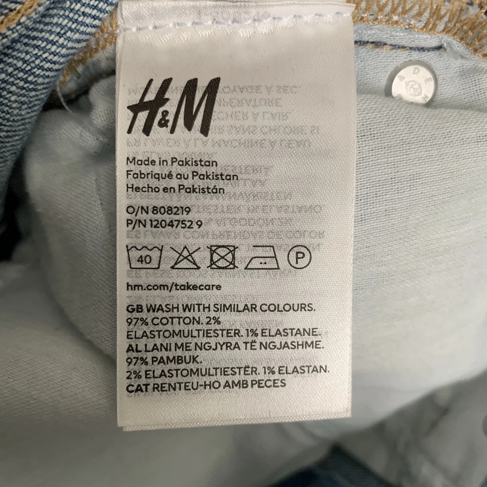 &Denim H&M 妈妈短裤女式 2 码铐超高腰标准版型蓝色牛仔布 — 第 4/4 张图片