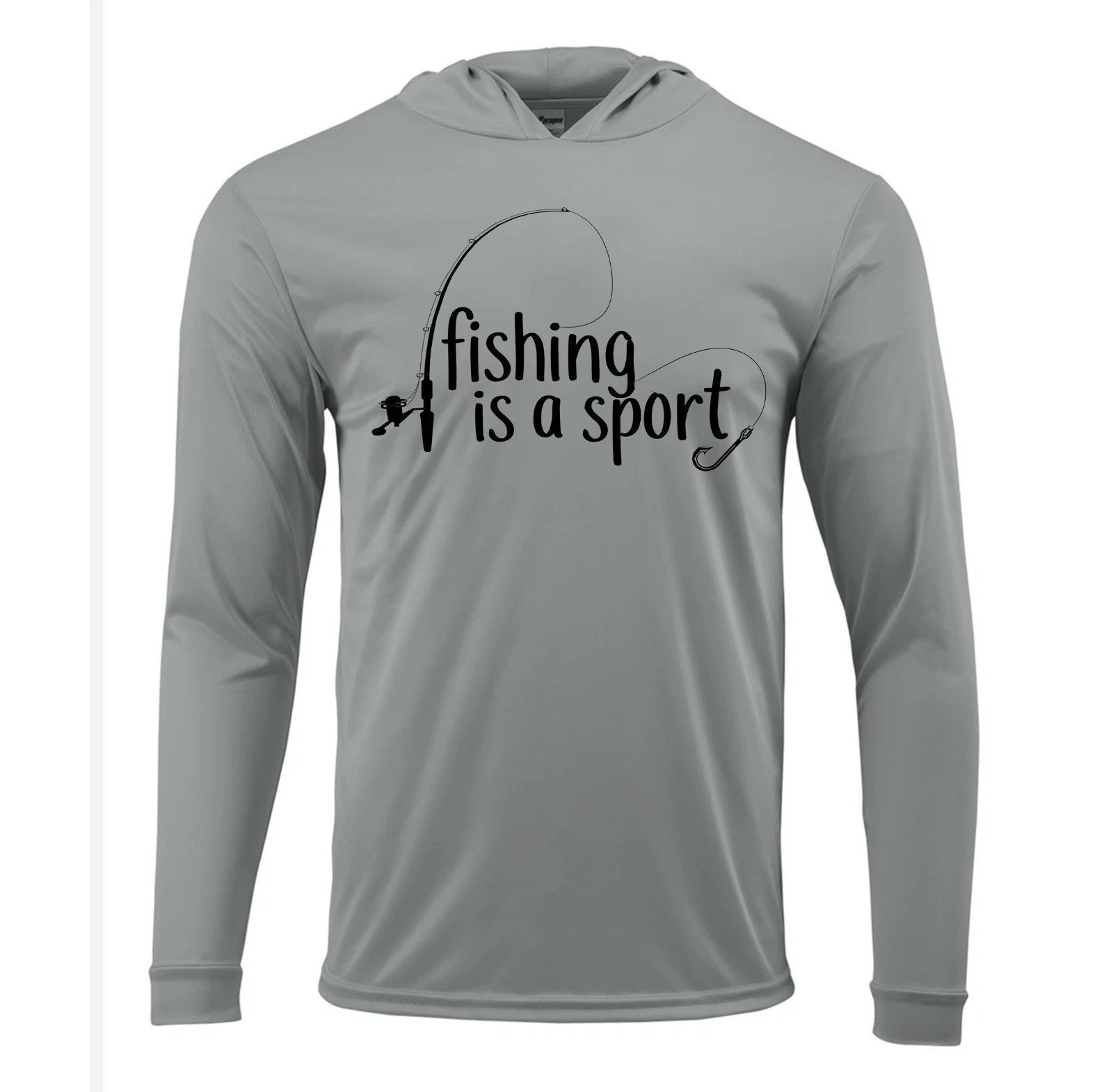Fishing is a Sport Fun UV Protected UPF 50 Long Sleeve Sun T-Shirt Hood Dry Fit