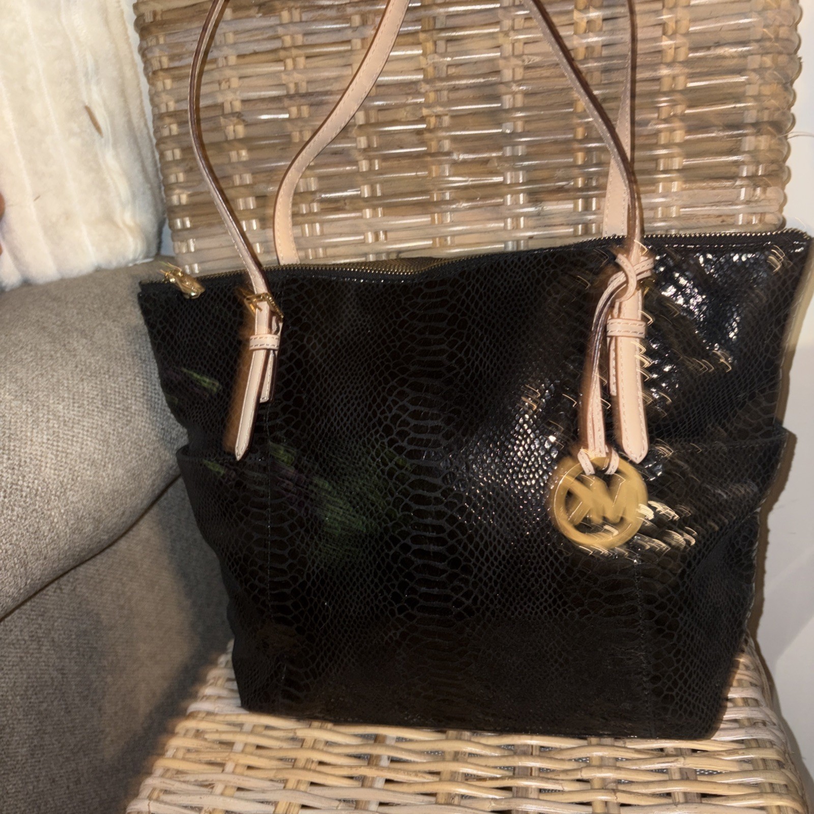 Michael Michael Kors Black Python Embossed Leathe… - image 15