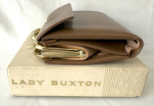 Lady Buxton French Purse Cowhide Leather Billfold Wallet Brown MCM Original Box - Picture 3 of 8