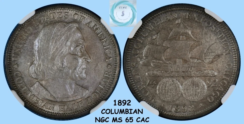 1892 Columbian Commemorative 50c NGC MS 65 w/CAC - Near Proof Like Patina - Image 4 of 4