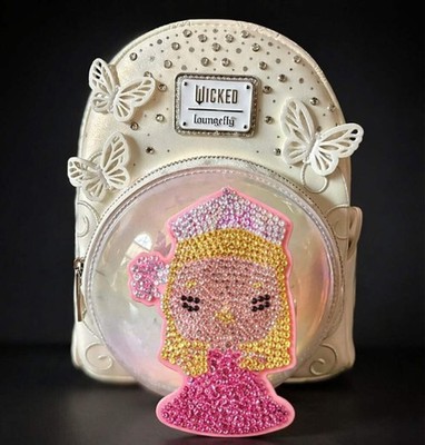 OOAK Pinhancements Custom Glinda Wicked Loungefly Mini Backpack Set NWT