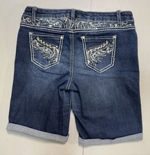 Arizona Jean Co Girls Bermuda Shorts Sz 12.5 W 28 Inseam 8 Bling Rhinestone