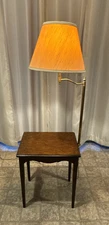 Vintage Fredrick Cooper Brass Table Lamp with Attached Side Table