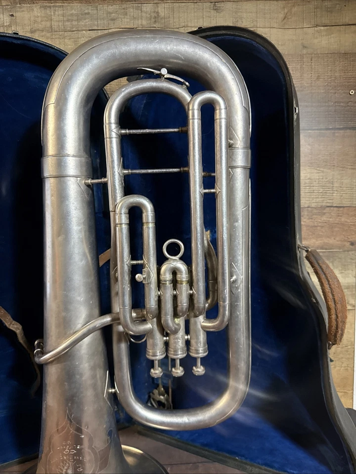 Cuerno Barítono Martin Plata Años 30 Elkhart Indiana con Estuche Rígido De Colección 7699 Foto 2 de 4