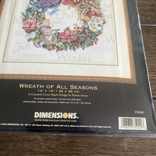 Dimensions Gold Collection Kit Wreath Of All Seasons Counted Cross Stitch #35040 - Picture 3 of 6