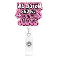 Funny and Cute Badge Reel Nurse Worker Holder Retractable We Pink