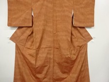 7383277: JAPANESE KIMONO / SILK / HAND WOVEN TSUMUGI / STRIPE