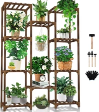 Plant Stand Indoor Outdoor, Tall Plant Shelf for Multiple Plants, 10 Tiers 11 Po