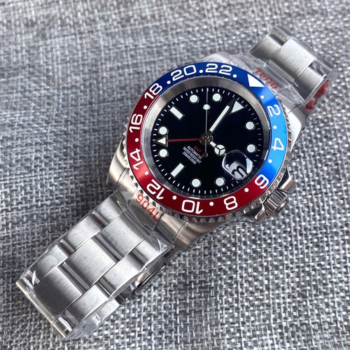 Reloj de pulsera automático para hombre Tandorio fecha NH34A GMT de 40 mm bisel de cerámica esfera negra - Imagen 9 de 18