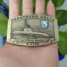 U212A - U-Boot Besatzung DELTA - Massive G&uuml;rtelschnalle messingf. - German Navy