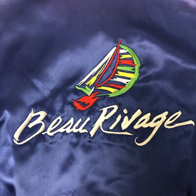 ハ*ル様 プレイボーイカジノ(アトランティックシティ) 緑　フィルム未開封 Vtg 80's Beau Rivage Blue Purple SHINY SATIN Jacket Resort