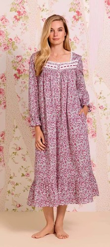 Eileen West Wildflower Long Sleeve 100% Cotton Lawn Ballet Nightgown Gown L