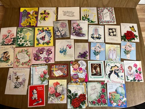 Vintage 40s 50s Graduation Confirmation Cards Mixed Lot Of 32 Religious