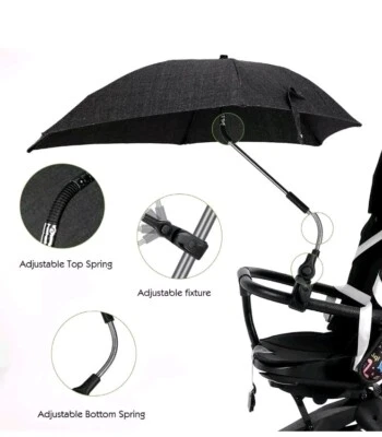 AISEEOK sonnenschirm Für kinderwagen buggy Fahrräder UV Sonnerschutz 50+ Schwarz univers