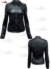 Womens ladies faux leather zipped biker jacket lot size 8-16