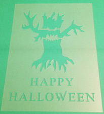 SCARY TREE Stencil Haunted Dead Happy Halloween 8.5" x 11" Plastic Sheet BK83