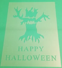 SCARY TREE Stencil Haunted Dead Happy Halloween 8.5" x 11" Plastic Sheet BK83