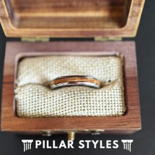 4mm Thin Whiskey Barrel Ring Silver Mens Wedding Band Bourbon Wood Tungsten Ring