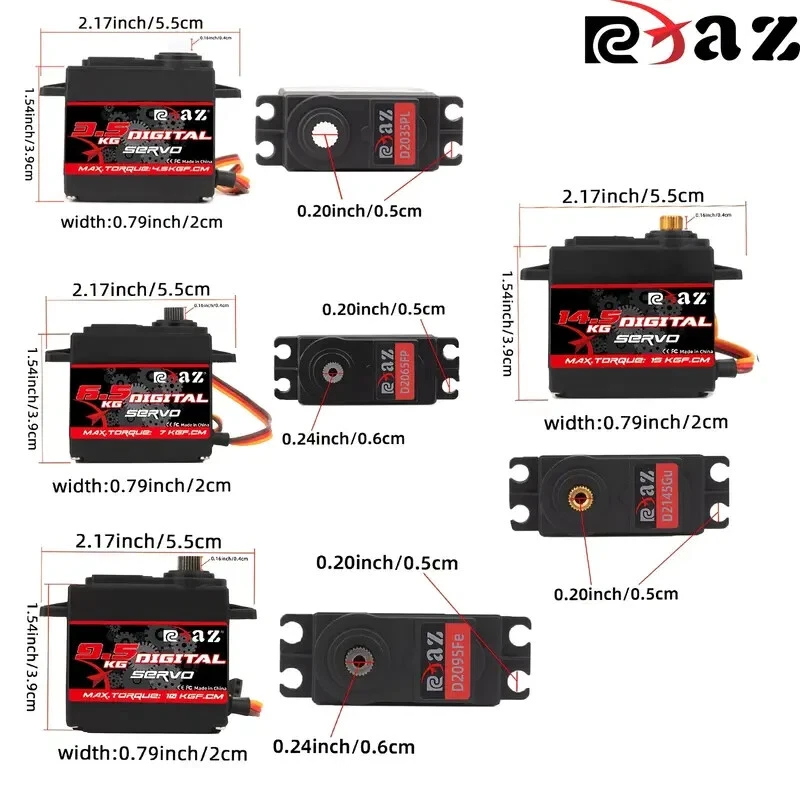 Servo Digitale Metallo/Plastica 9,5Kg Per Auto 1:8 1:10 RCXAZ - Immagine 2 di 3