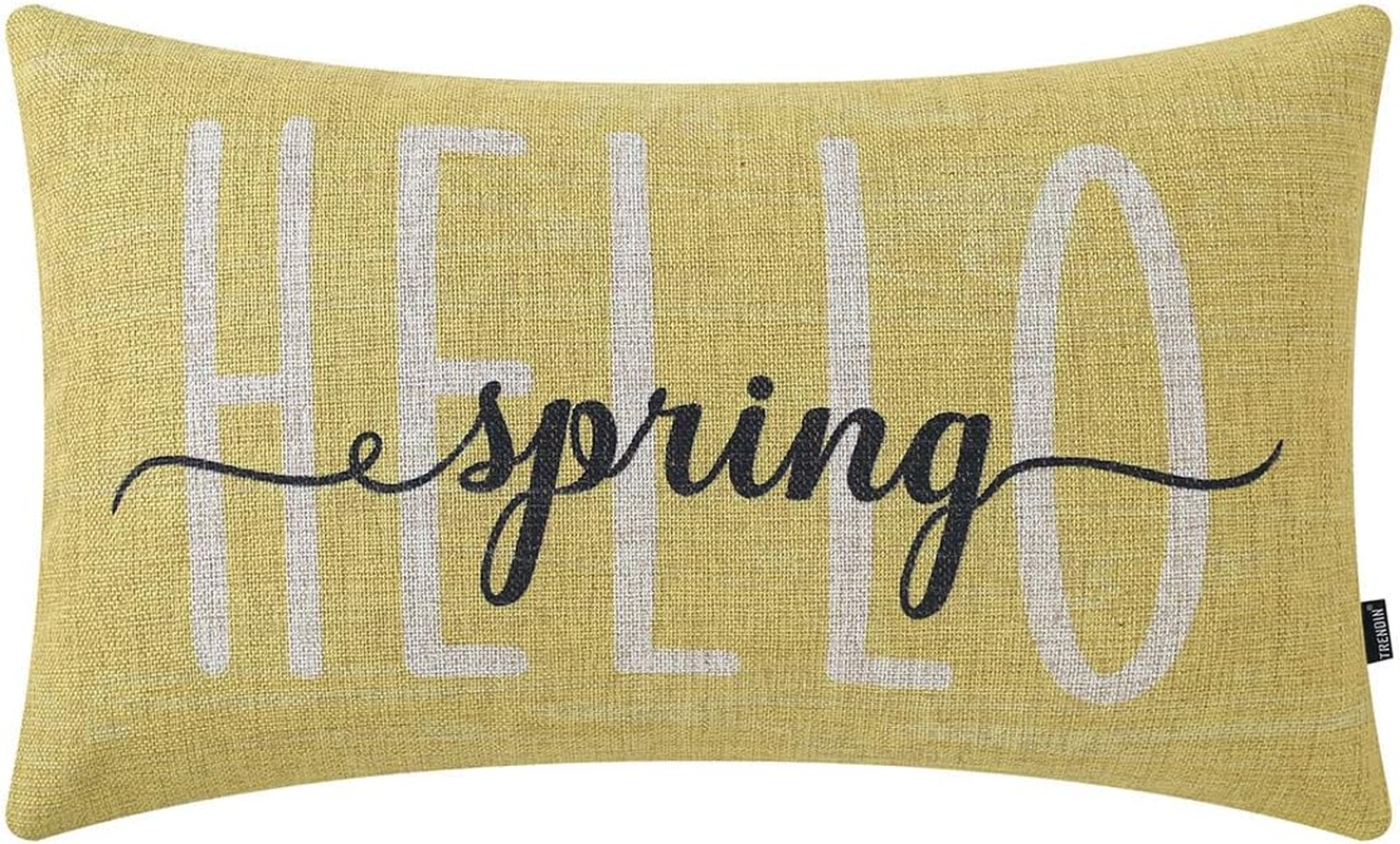 Hello Spring 12x20 Farmhouse Easter Pillow Covers for Sofa and Couch Decor