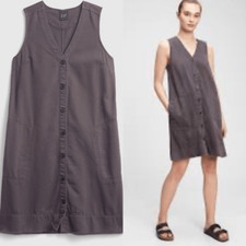 GAP khaki sleeveless A line dress button front women’s size L
