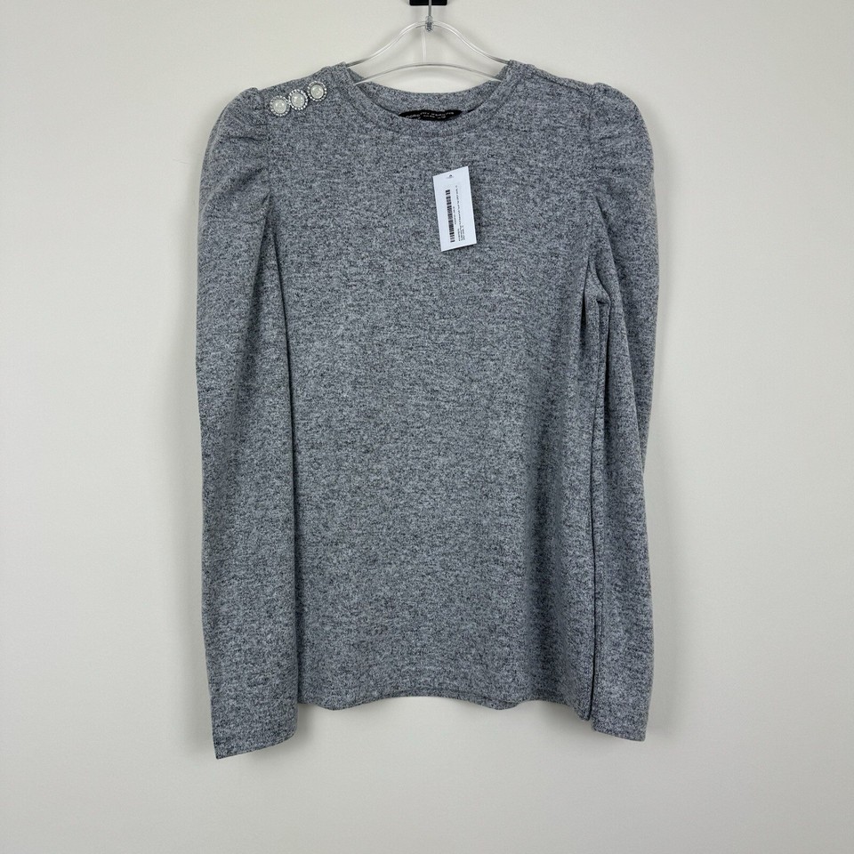 Dorothy Perkins Top Grey Soft Touch Stretch Jersey Beaded Size 12