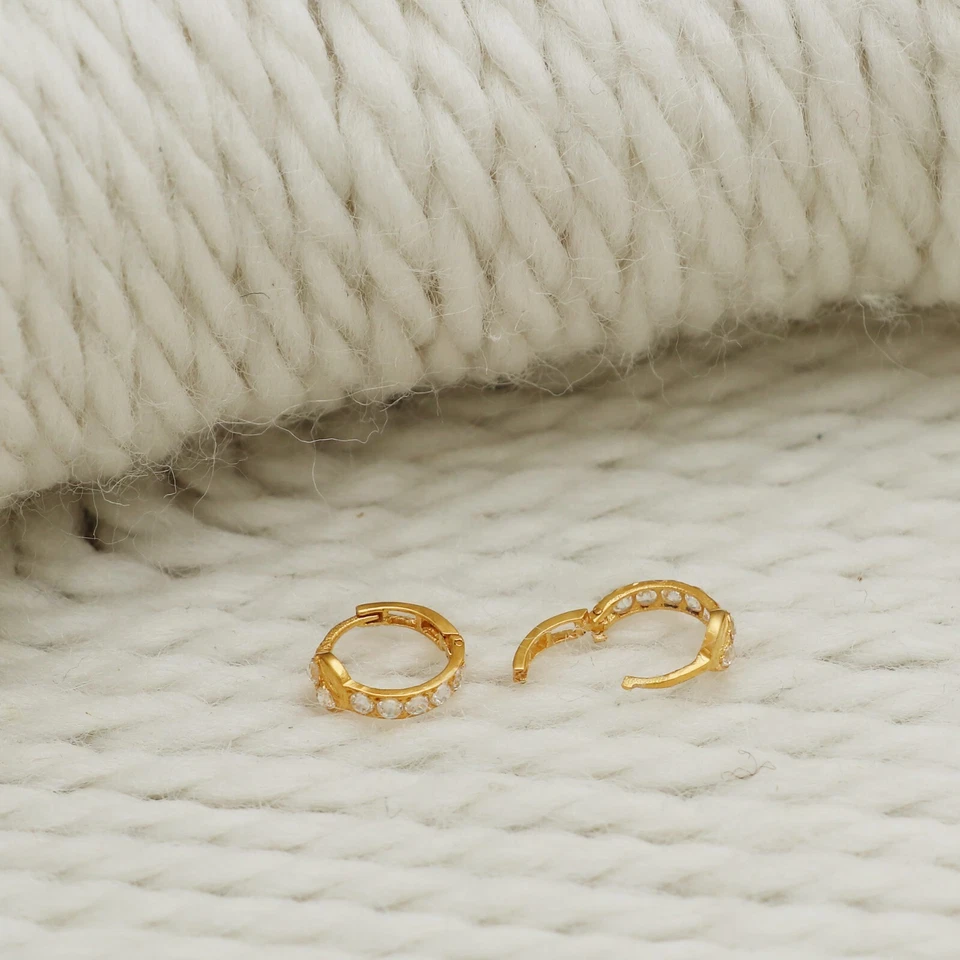 Pendientes de aro de oro amarillo de 18 quilates, pendientes de oro de 18 quilates/18 quilates para mujer o unisex, Foto 3 de 3