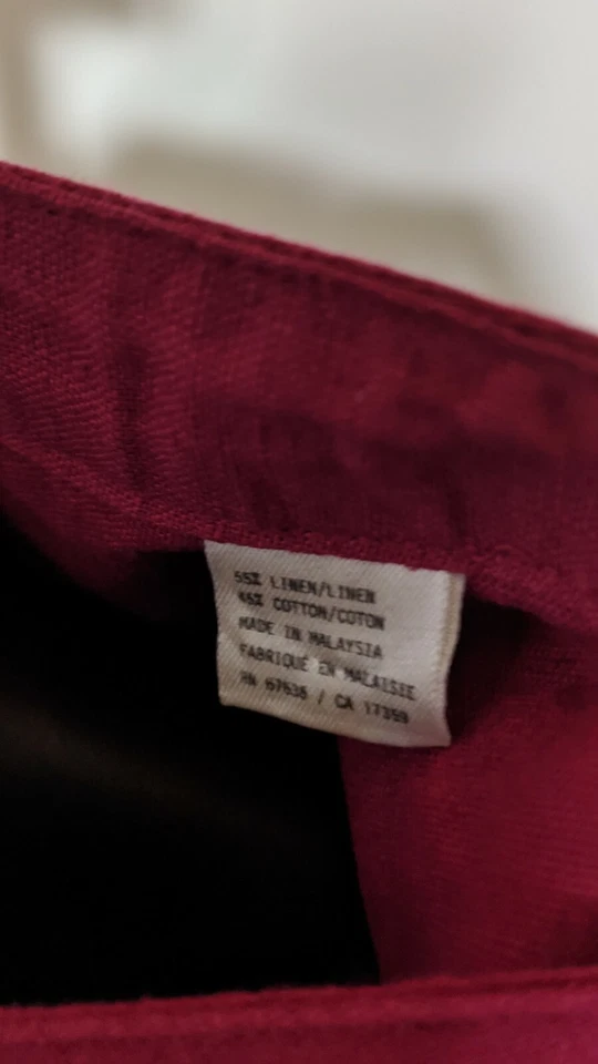 Yves Saint Laurent Pour Homme 90s Fuscia Linen Blend Mandarin Neck Shirt XL - Image 4 of 4