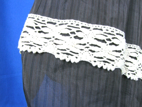 CHELSEA & VIOLET Peasant Dress DARK GRAY Lined Cotton/Silk Twill LACE TRIM sz XS - Picture 4 of 5