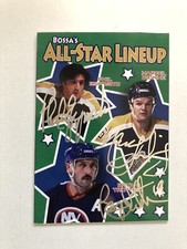 NHL Hockey Legends Esposito, Trottier And dionne Triple Autograph Hockey Card