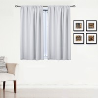 2X Thermovorhang KräUselband Gardine Verdunklung Blickdicht Grau-Weiss 175X135Cm