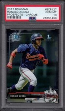 2017 Ronald Acuna Jr Bowman Baseball Card #BCP127 Prospects-Chrome Graded PSA 10