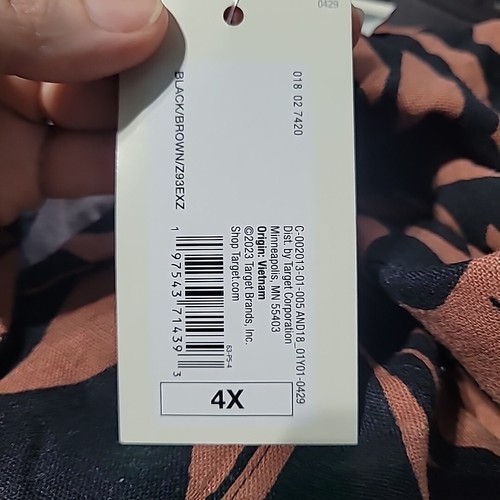 Damen Leinen Kurzarm Button-Down Camp Hemd - A New Day Floral Plus 4X - Bild 17 von 19