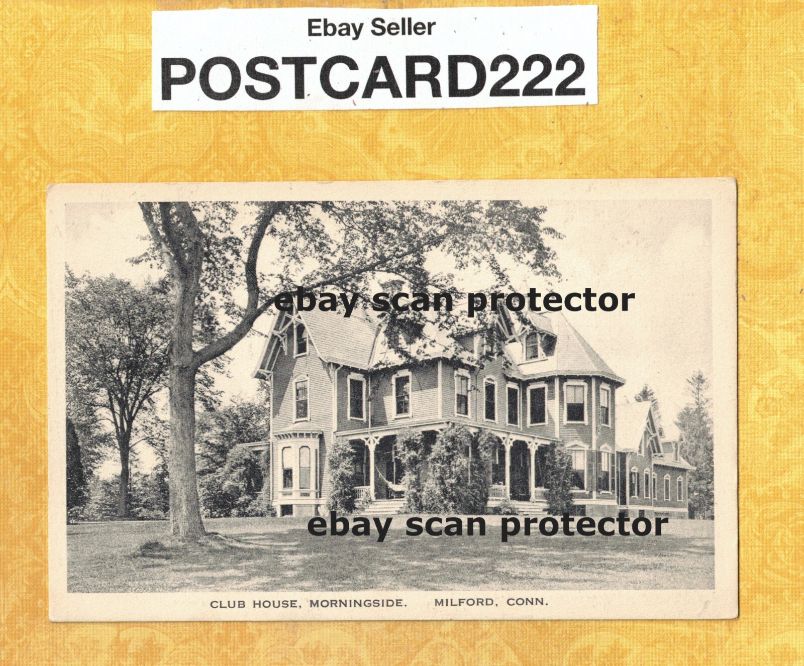 CT Milford Morningside 190829 antique postcard LARGE CLUB HOUSE